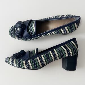 Tory Burch Womens Stamford Woven Tassel Pump Multicolor Size 10.5 Heel